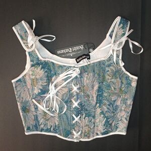 Scarlett Darkness Blue Floral Corset Top